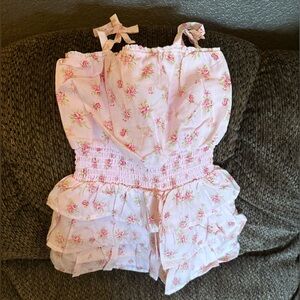 Pink Floral Tierred Dress Toddler or Girls Size XS (4)